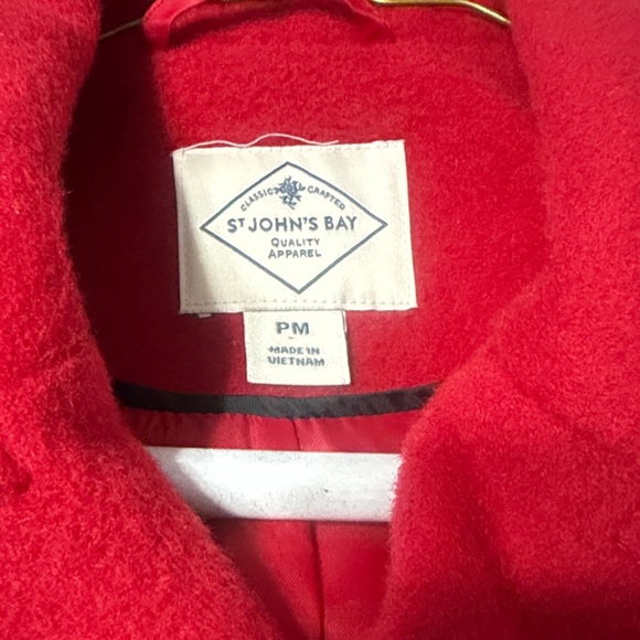 Stylish Red Peacoat with Black Buttons medium - Picture 2 of 3